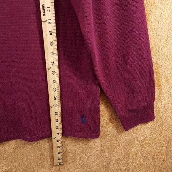 POLO Shirt Mens Large Maroon Pullover Crew Thermal Long Sleeve Raised Logo Pony - Picture 8 of 9